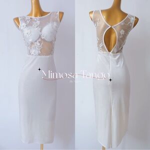 Tango dance  White Sheer Lace Dress
